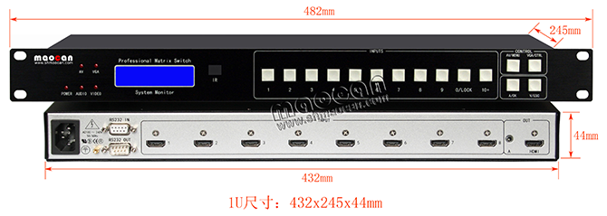 4K*2K 自动HDMI+A切换器8进1出