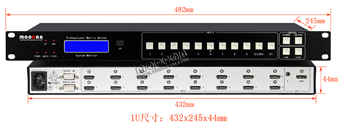 4K*2K 自动HDMI+A切换器16进1出