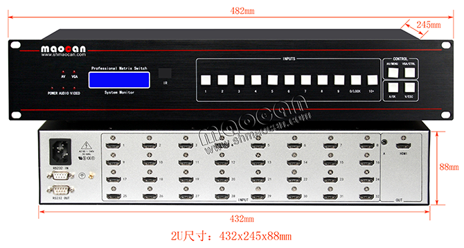 4K*2K 自动HDMI+A切换器32进1出